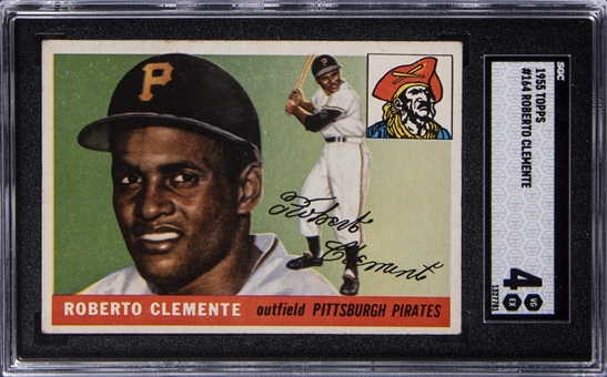 1955 Topps #164 Roberto Clemente Rookie Card - SGC VG EX 4